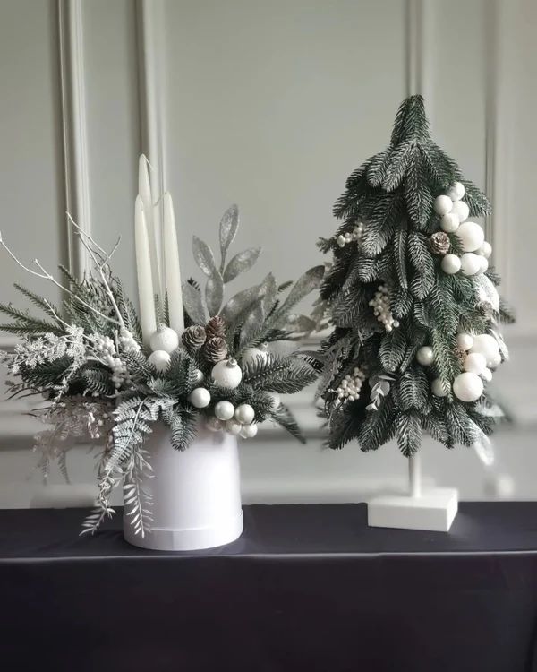 Kit Decorativo Natalino Branco (2 Itens)