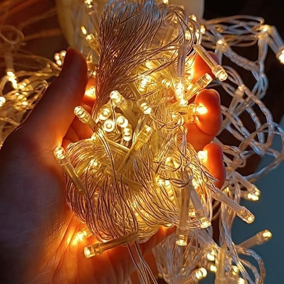 Cordão Pisca LED Branco Quente 10 Metros 110v – Decoração Natal